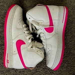 NIKE high top AF1! White with pink swoosh.